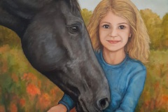 Portrait Mädchen mit Pferd Acryl auf Leinwand 60x80cm
